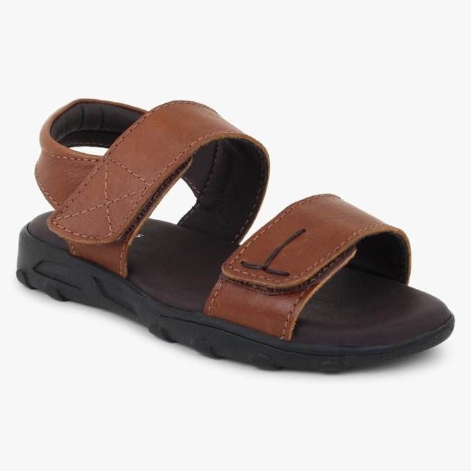 Brown Leather Dual strap Sandals for Toddlers (Boys)