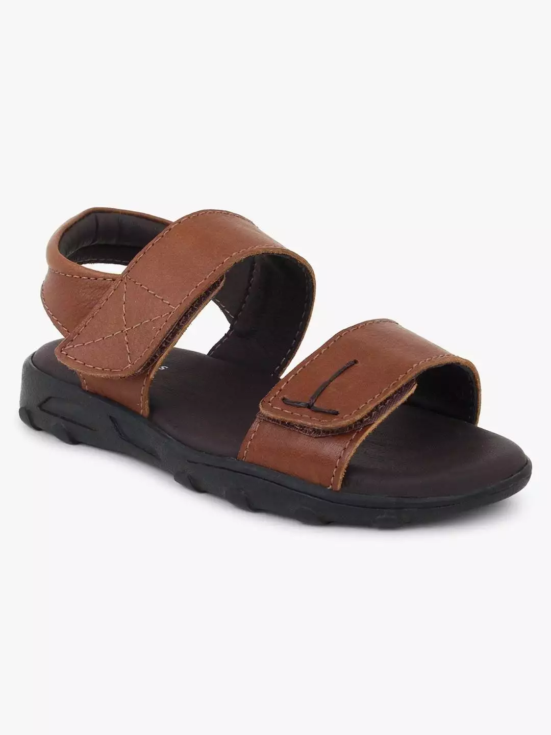 Brown Leather Dual strap Sandals for Toddlers (Boys)
