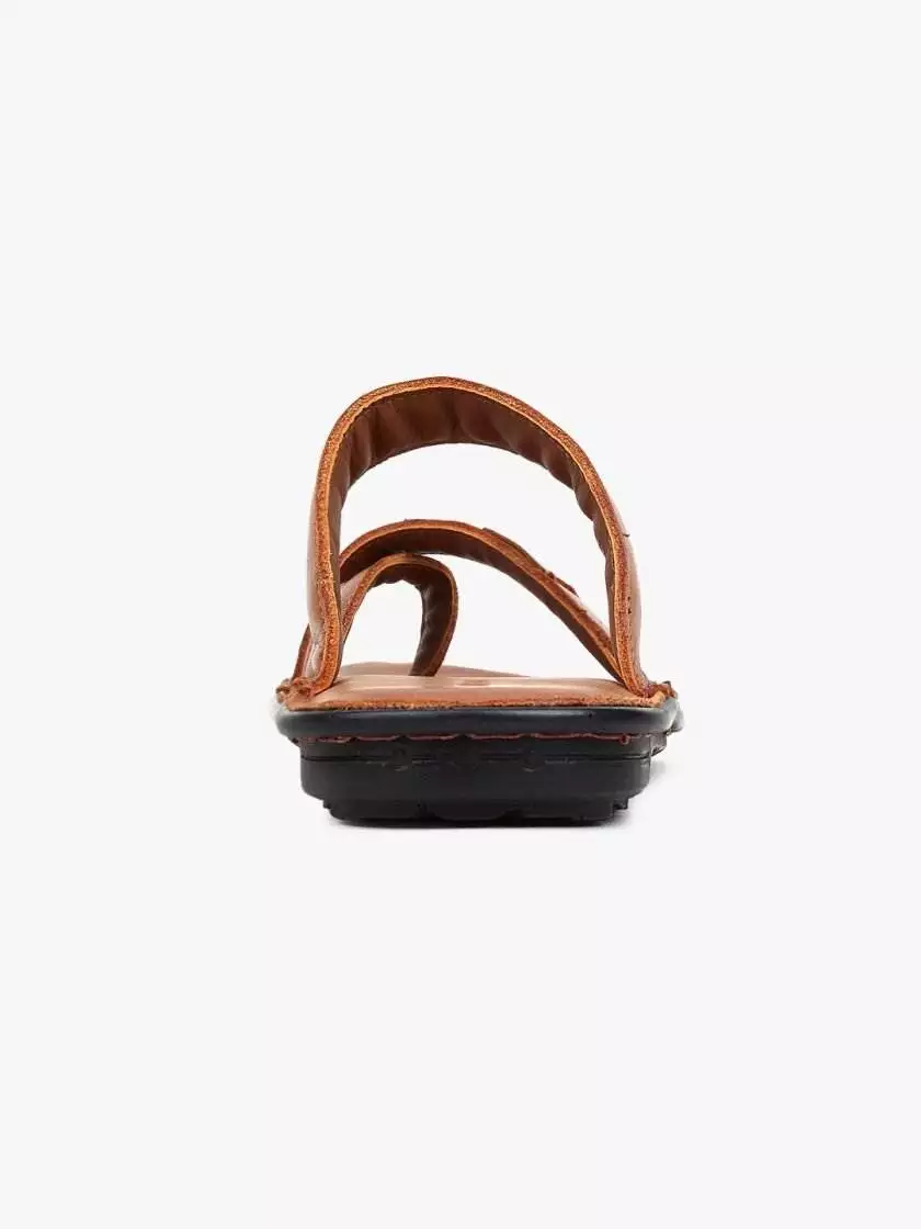 Tan Leather Single Toed Slipons for Men - Image 5