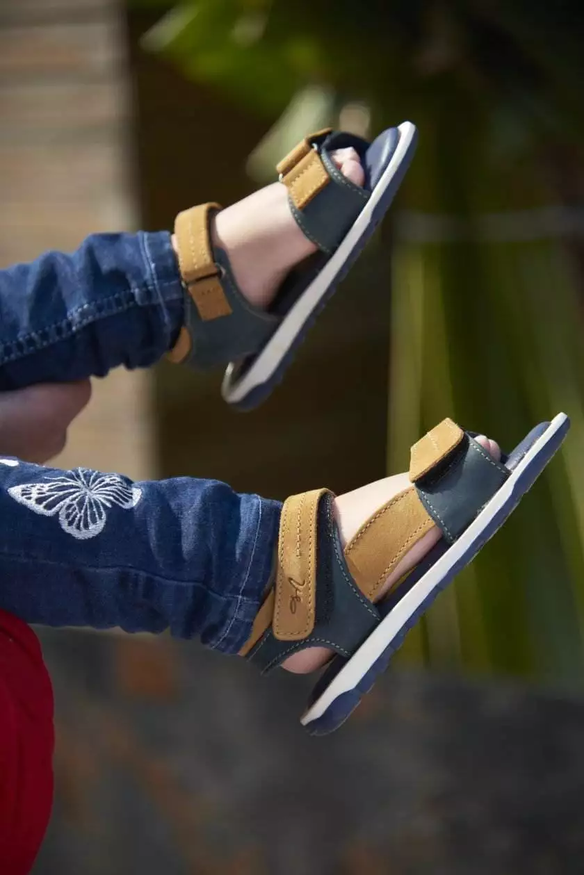 Tan Leather Dual strap Sandals for toddlers (Unisex) - Image 3