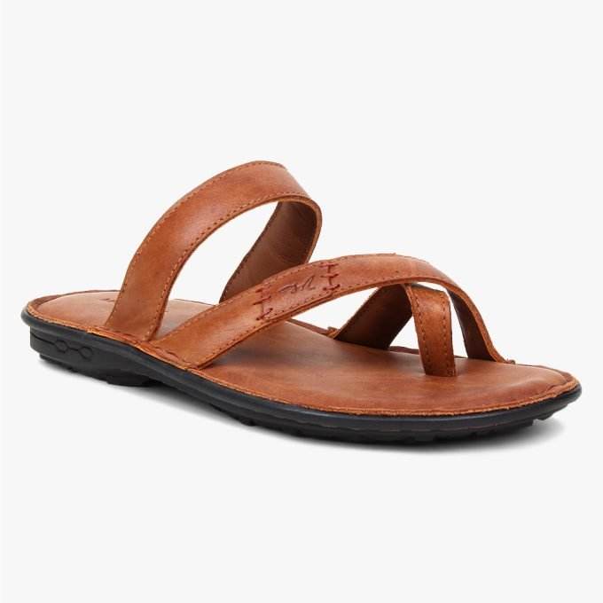 Tan Leather Single Toed Slipons for Men