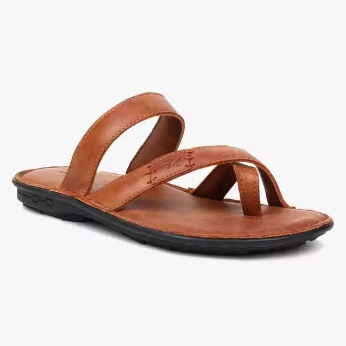 Tan Leather Single Toed Slipons for Men