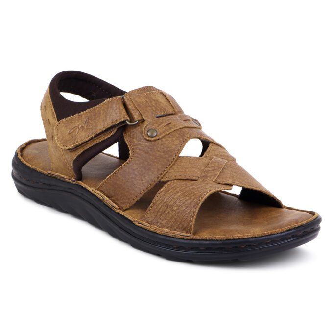 Tan Leather Open Toed Sandals for Men