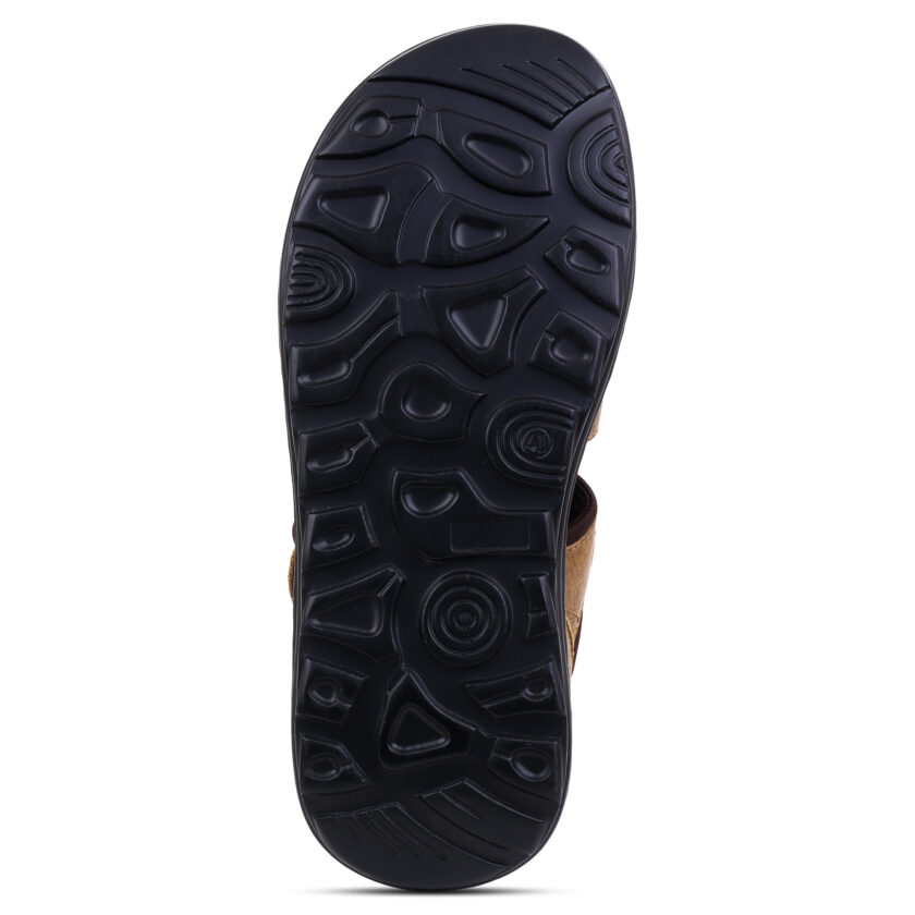 Tan Leather Open Toed Sandals for Men - Image 6