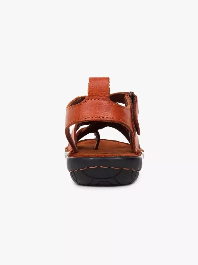 Brown Leather Sandals with strap closure for children - Image 4