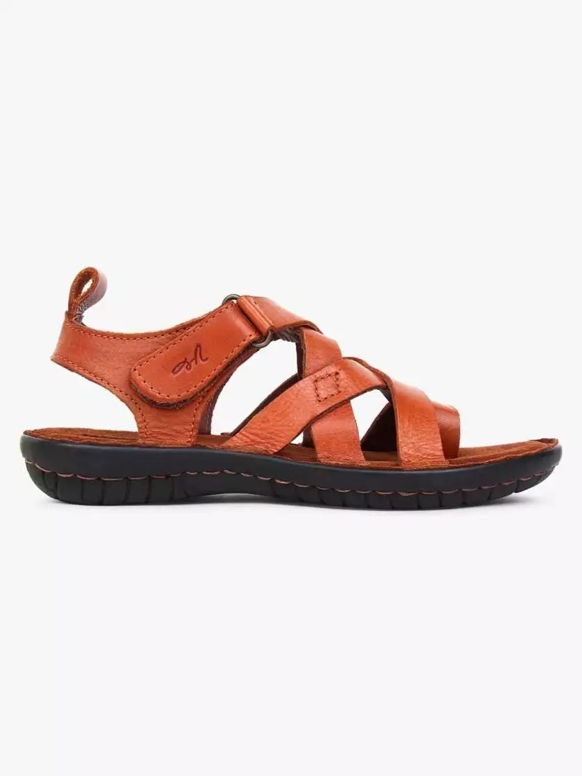 Brown Leather Sandals with strap closure for children - Image 3