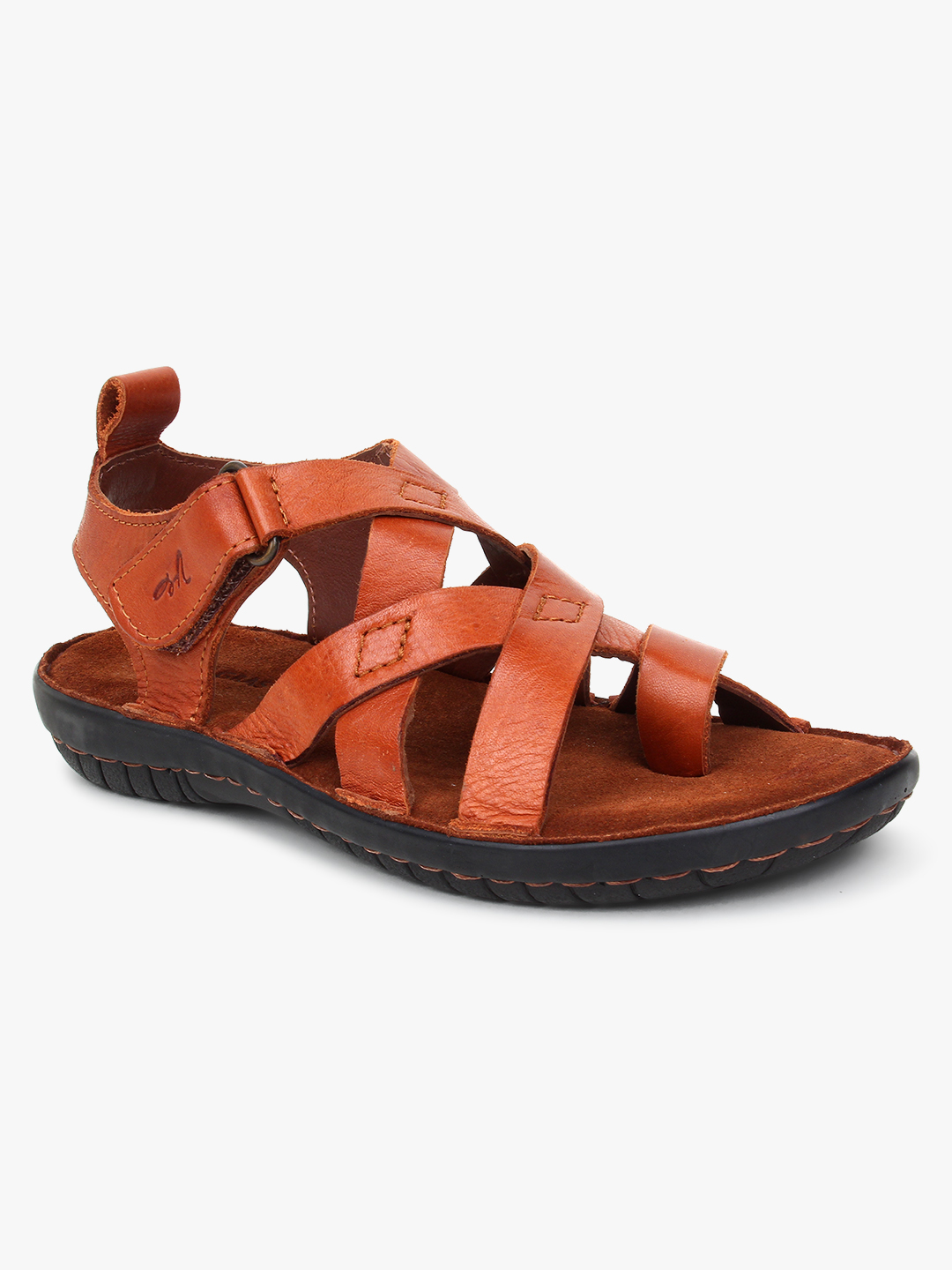 Brown Leather Sandals with strap closure for children