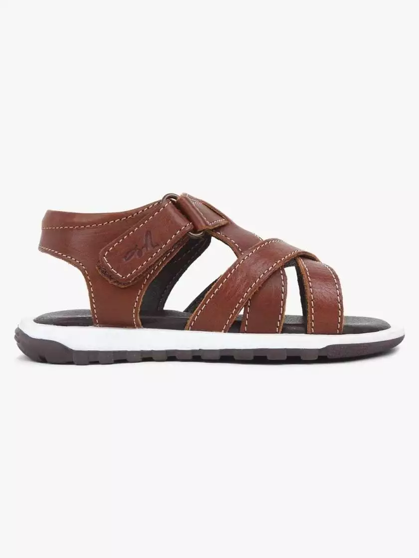 Brown Leather Open toe Sandals for Toddler Boys - Image 7