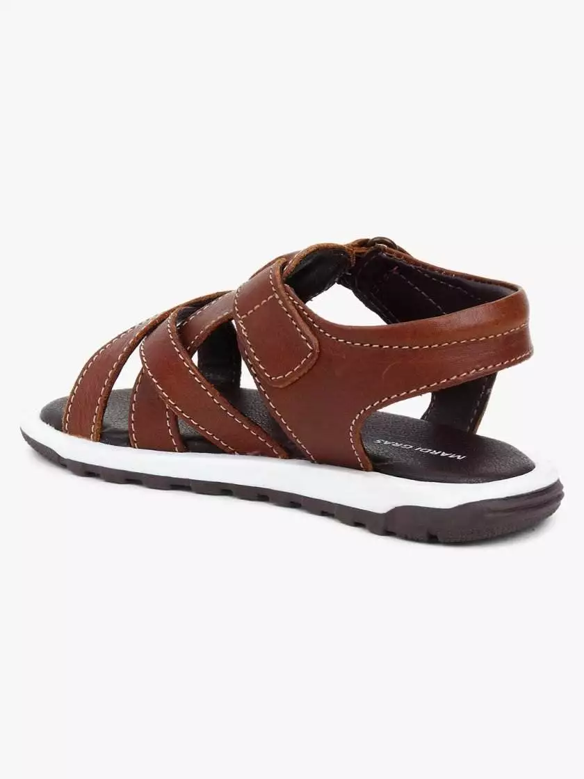 Brown Leather Open toe Sandals for Toddler Boys - Image 6
