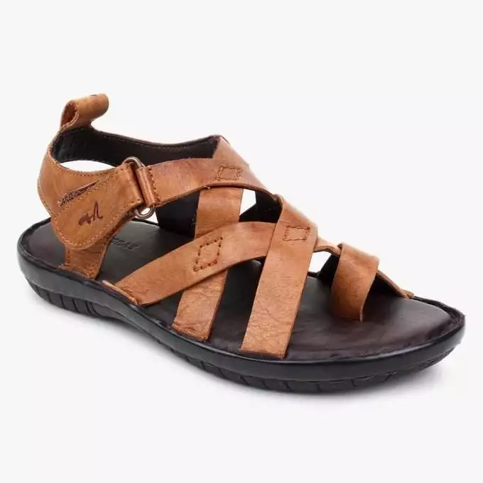 Tan Leather Sandals with strap closure for children
