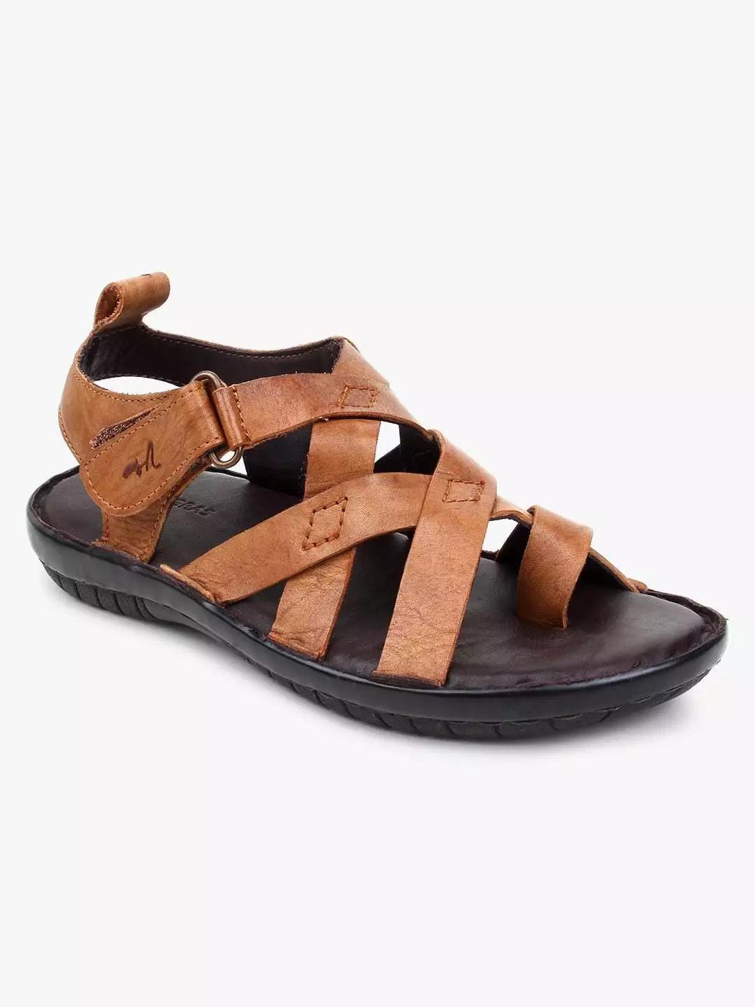 Tan Leather Sandals with strap closure for children