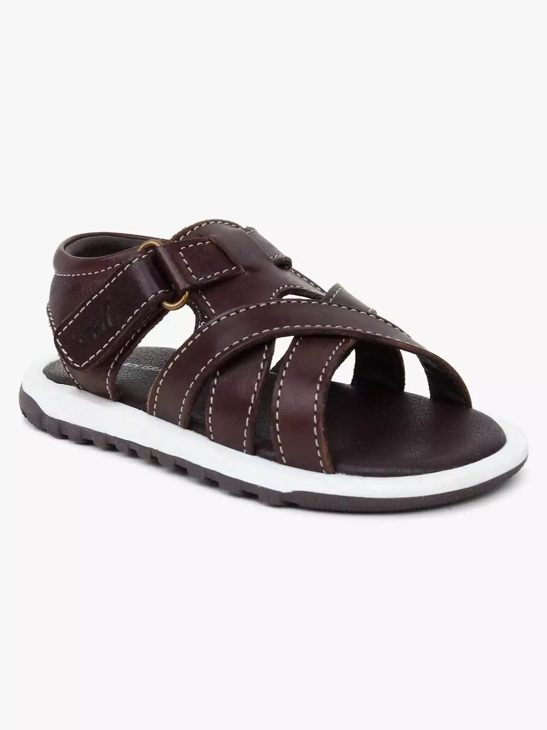 Dark Brown Leather Multi-strap Sandals for Toddler Boys