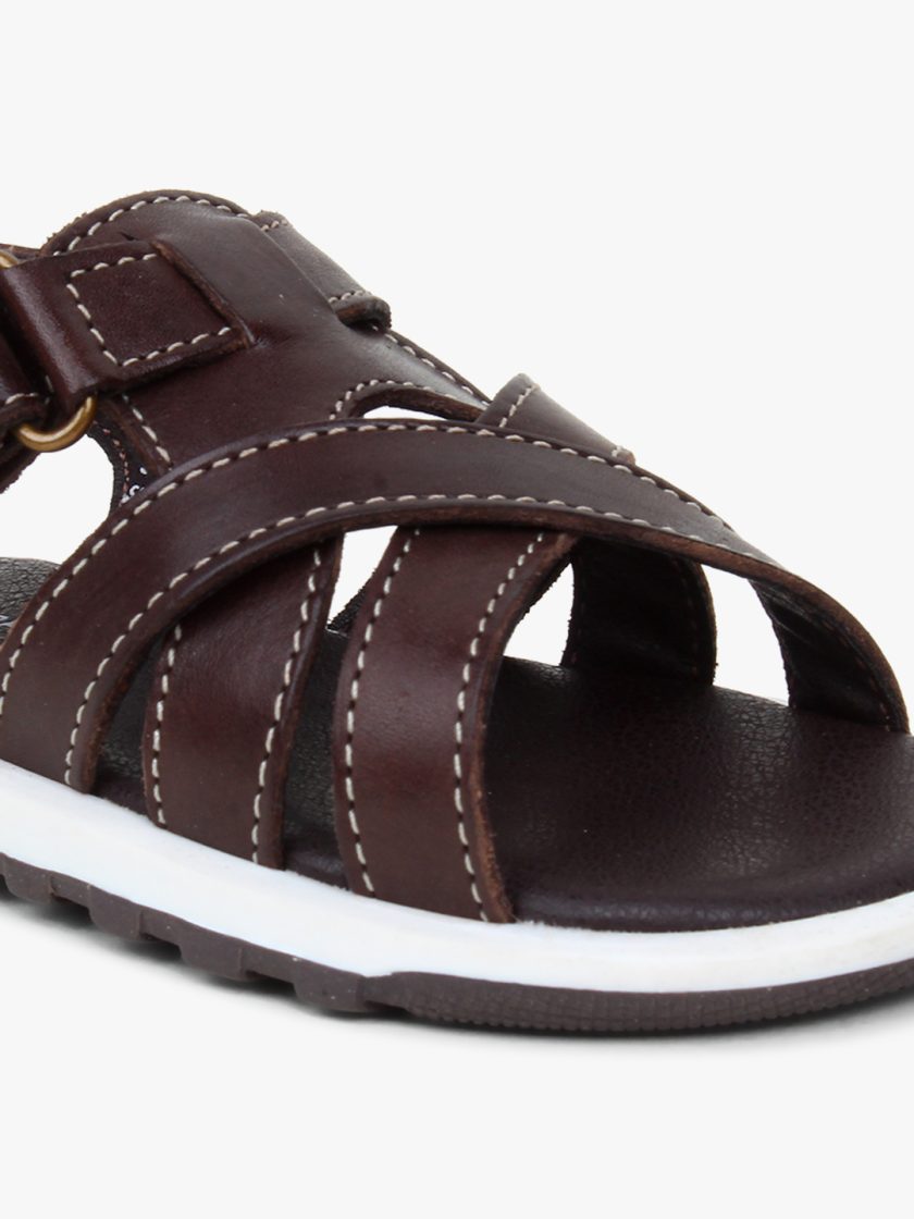 Dark Brown Leather Multi-strap Sandals for Toddler Boys - Image 6