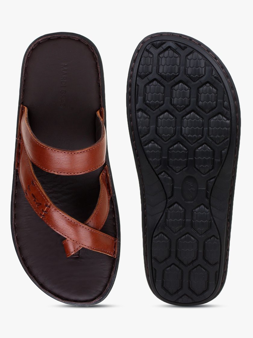 Brown Leather Single toed Slipons for Men - Image 5