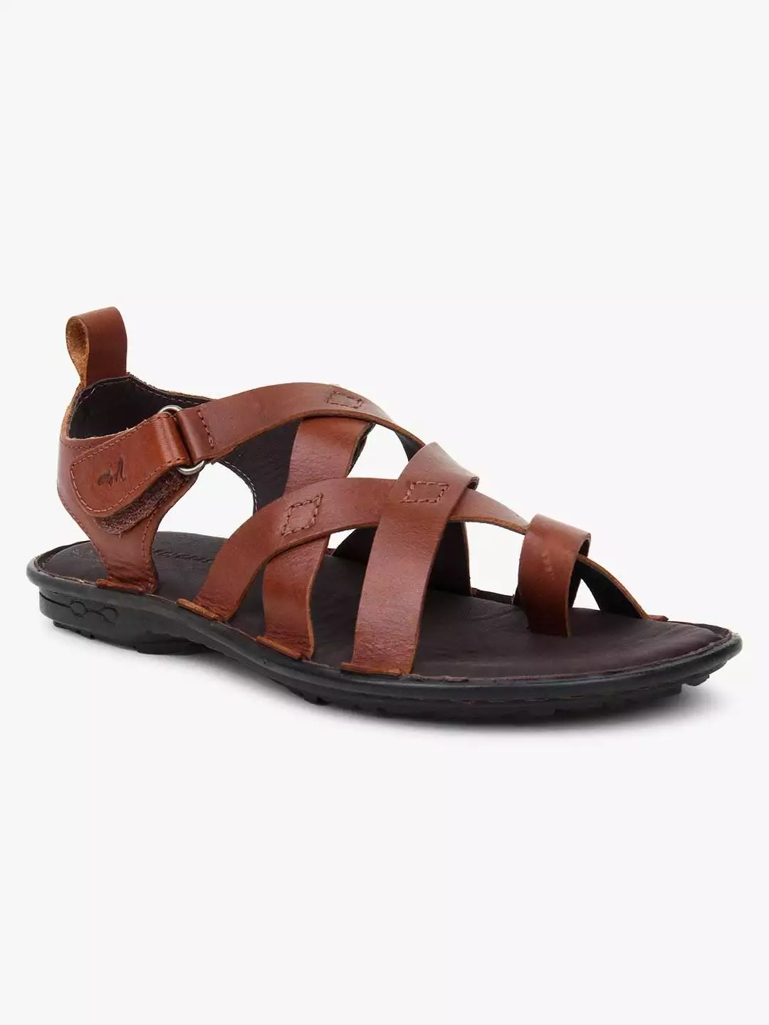 Brown Leather Multi Strap Single Toed Sandals for Men