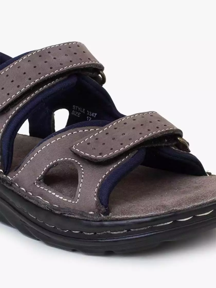 Grey Leather Sandals with Double strap closure for children (Unisex) - Image 4