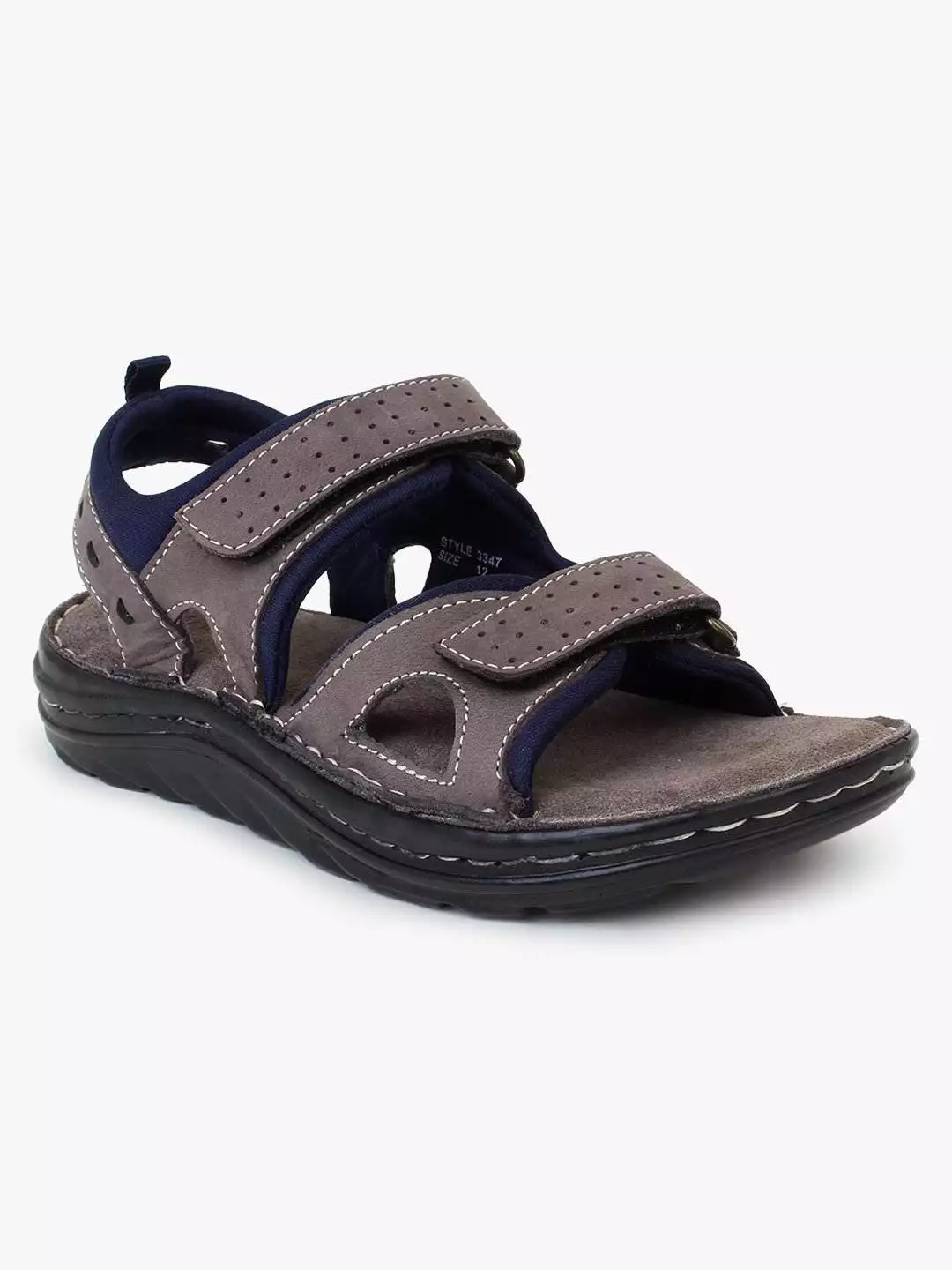 Grey Leather Sandals with Double strap closure for children (Unisex)