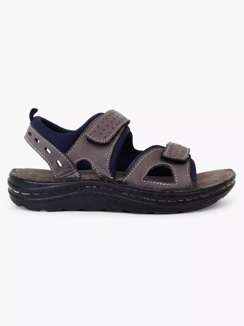 Grey Leather Sandals with Double strap closure for children (Unisex) - Image 3