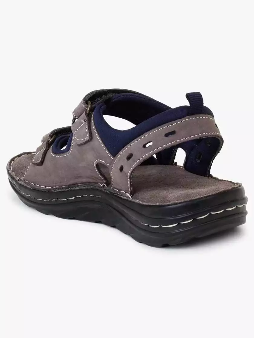Grey Leather Sandals with Double strap closure for children (Unisex) - Image 2