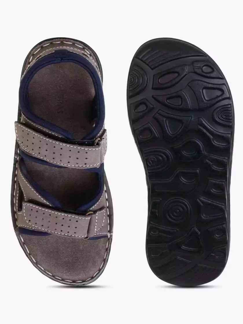 Grey Leather Sandals with Double strap closure for children (Unisex) - Image 6
