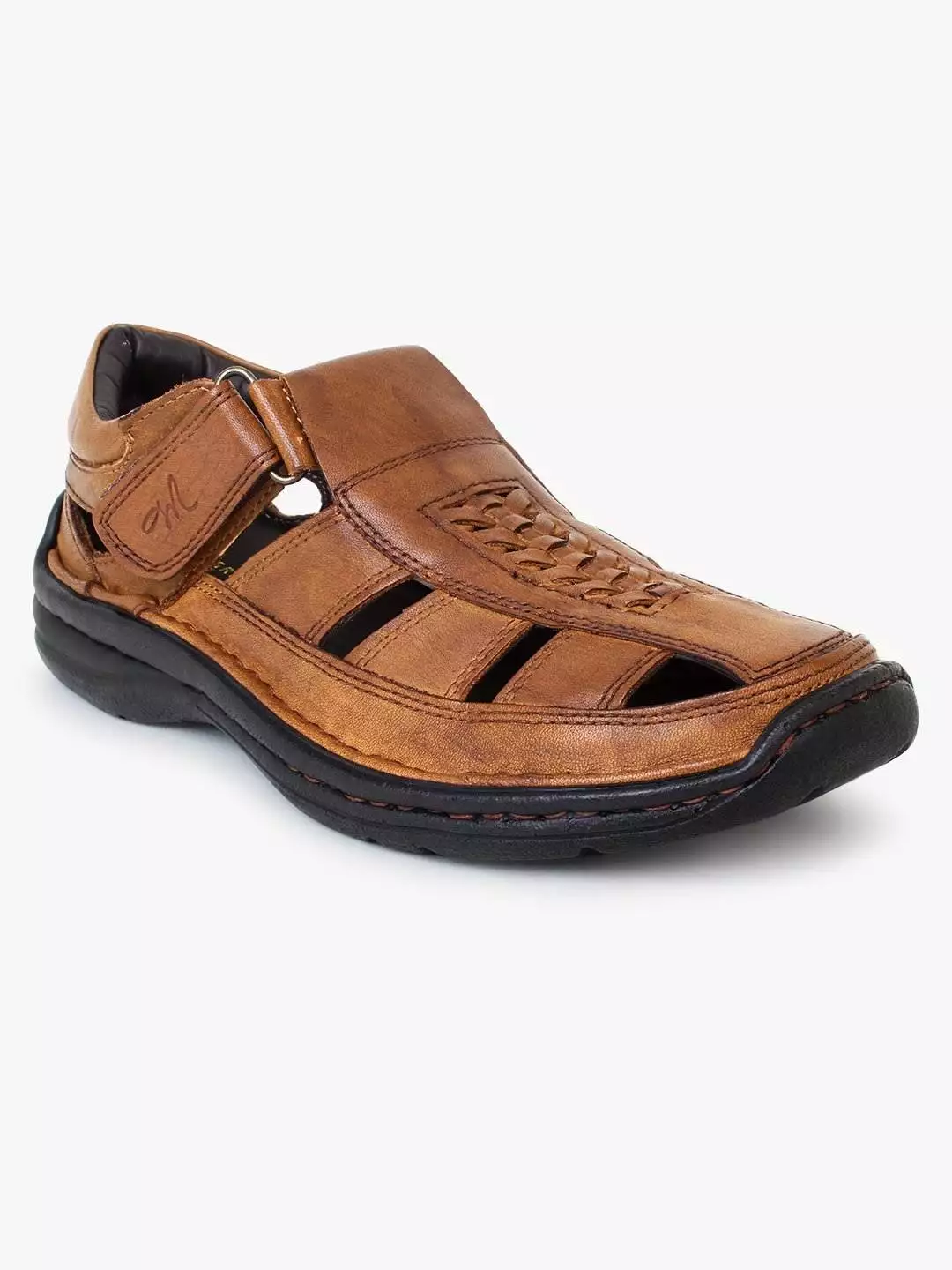 Tan Leather Shoe Type Sandals for Men