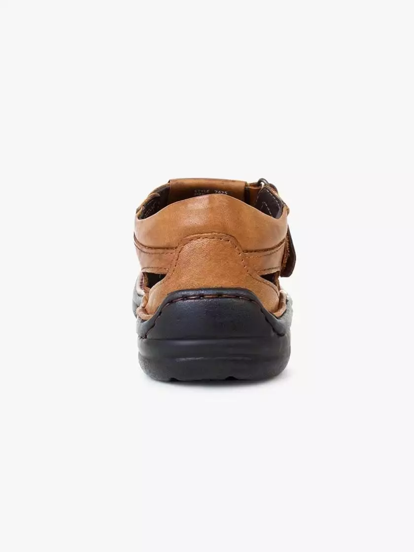 Tan Leather Shoe Type Sandals for Men - Image 6