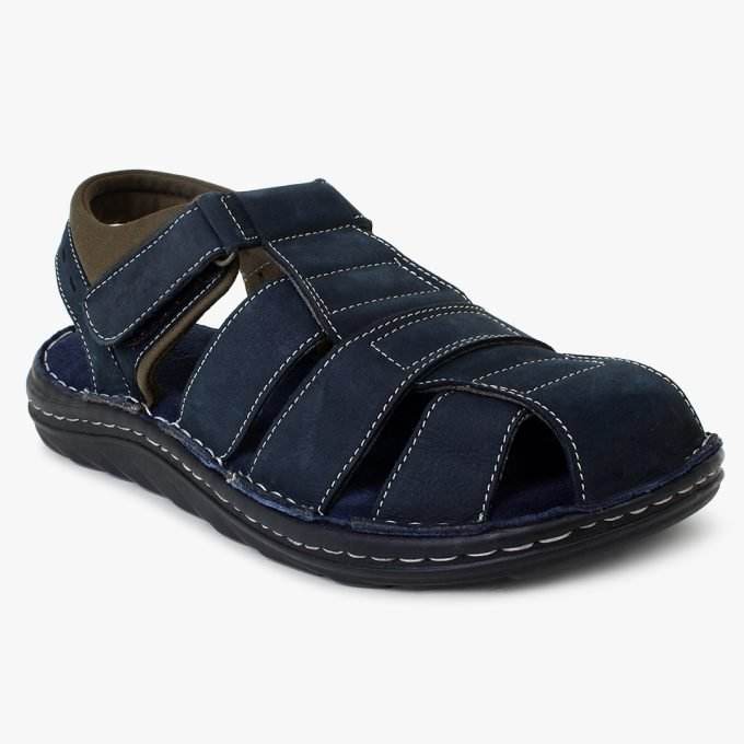Blue Leather Closed Toe sandals for Men