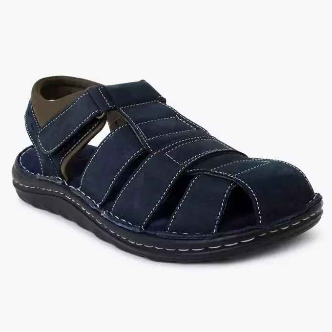 Blue Leather Closed Toe sandals for Men