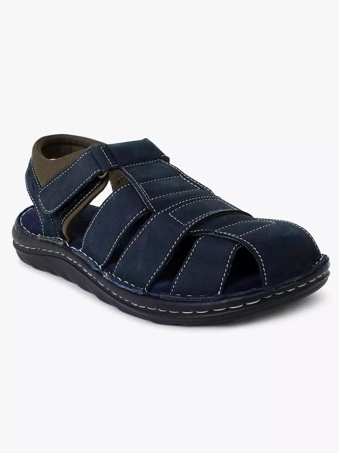 Blue Leather Closed Toe sandals for Men