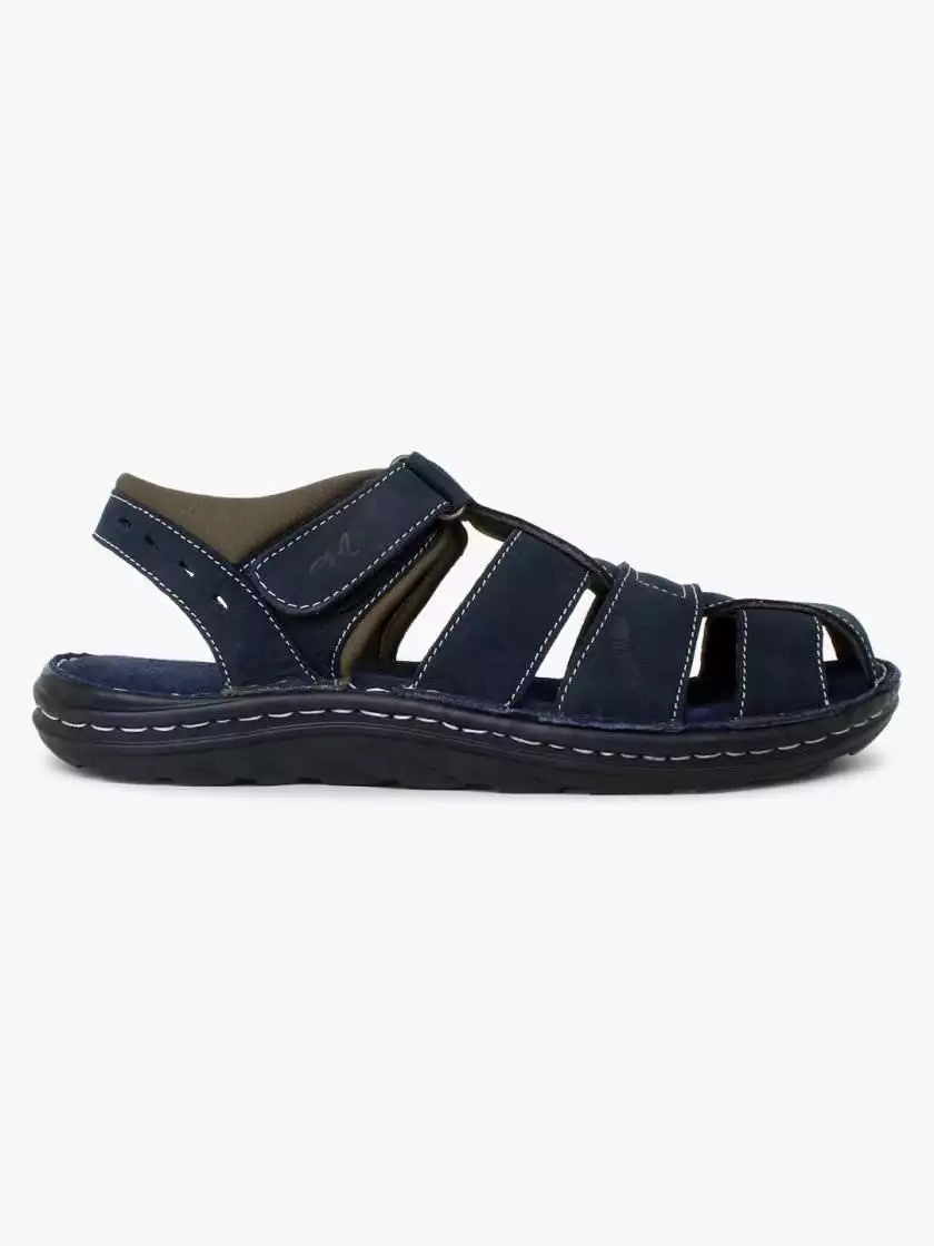Blue Leather Closed Toe sandals for Men - Image 4