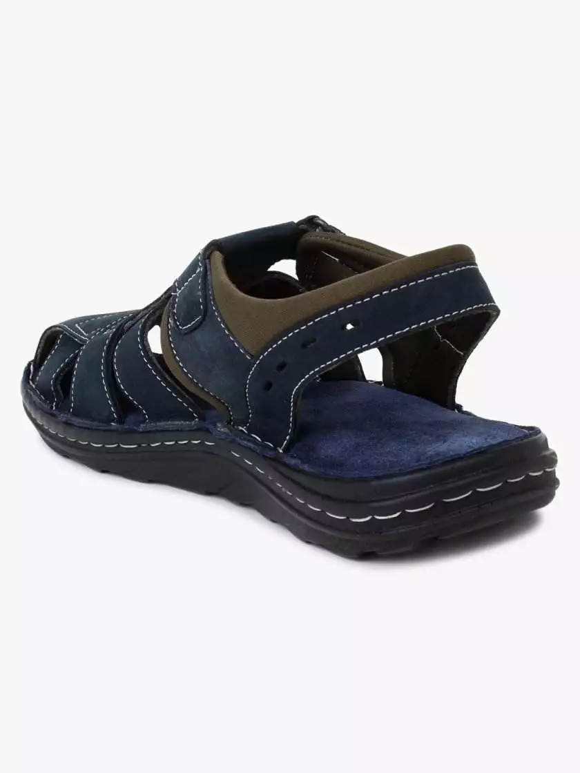 Blue Leather Closed Toe sandals for Men - Image 3