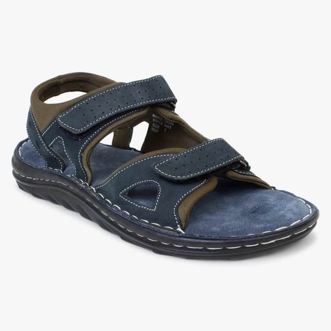 Blue Leather sandals With Double strap closure for Men
