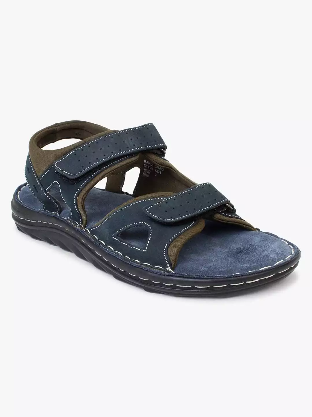 Blue Leather sandals With Double strap closure for Men