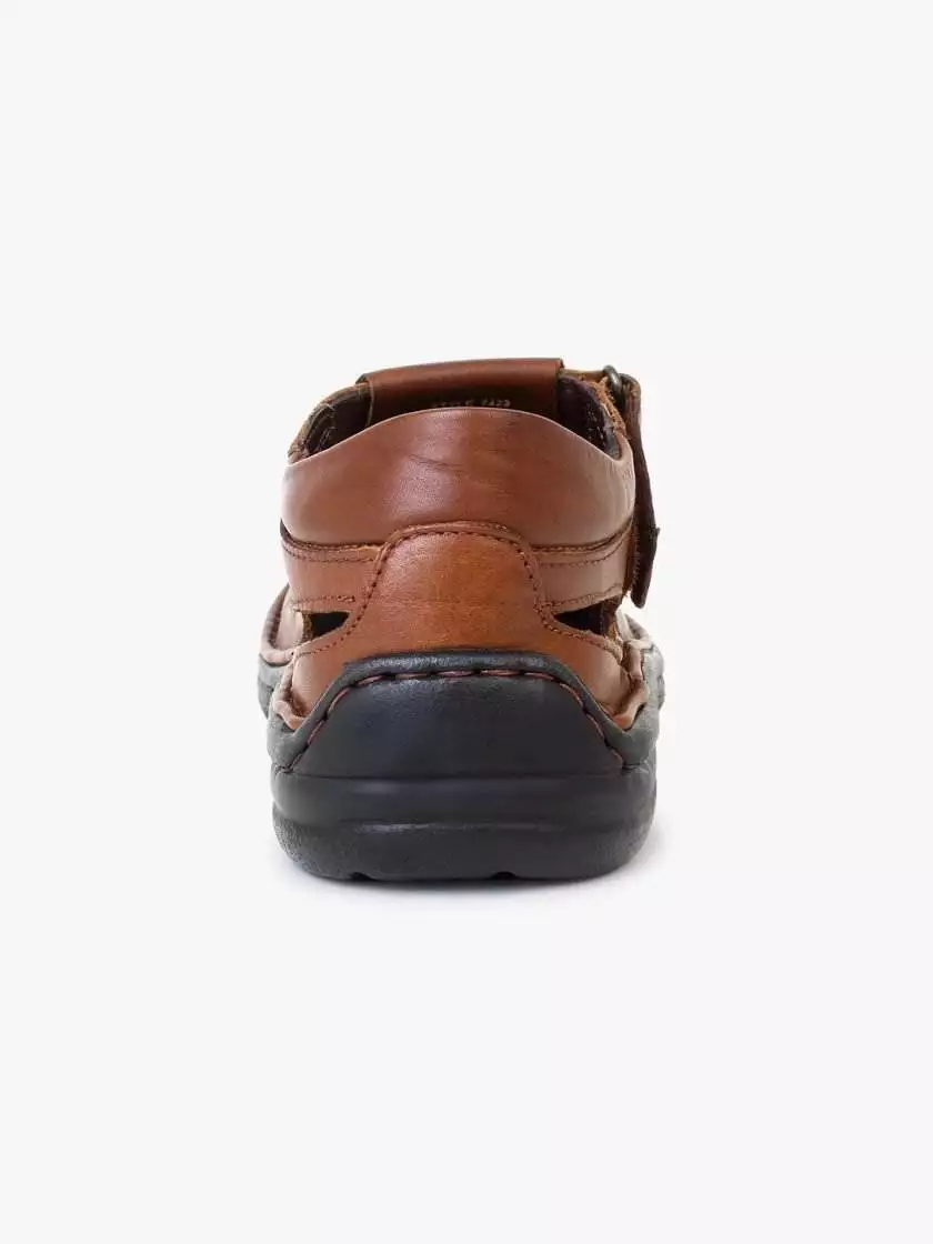 Brown Leather Shoe Type Sandals for Men - Image 6