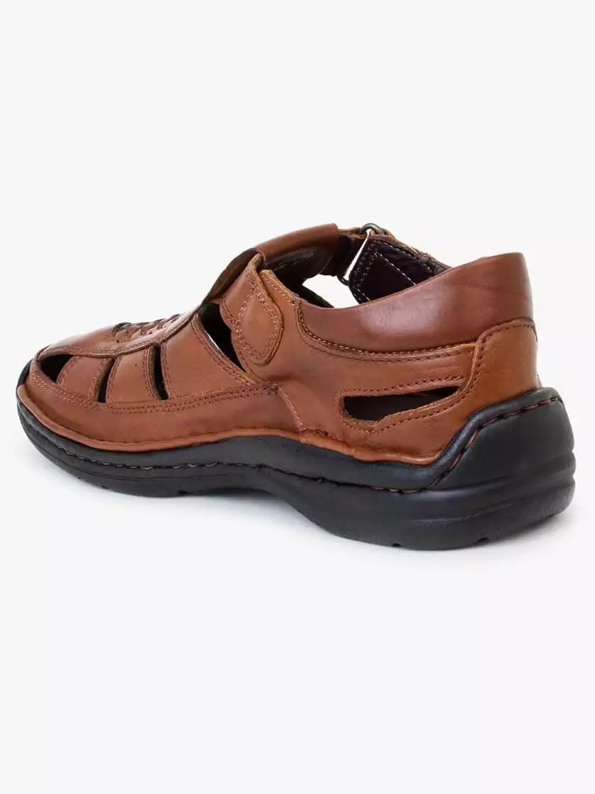 Brown Leather Shoe Type Sandals for Men - Image 2