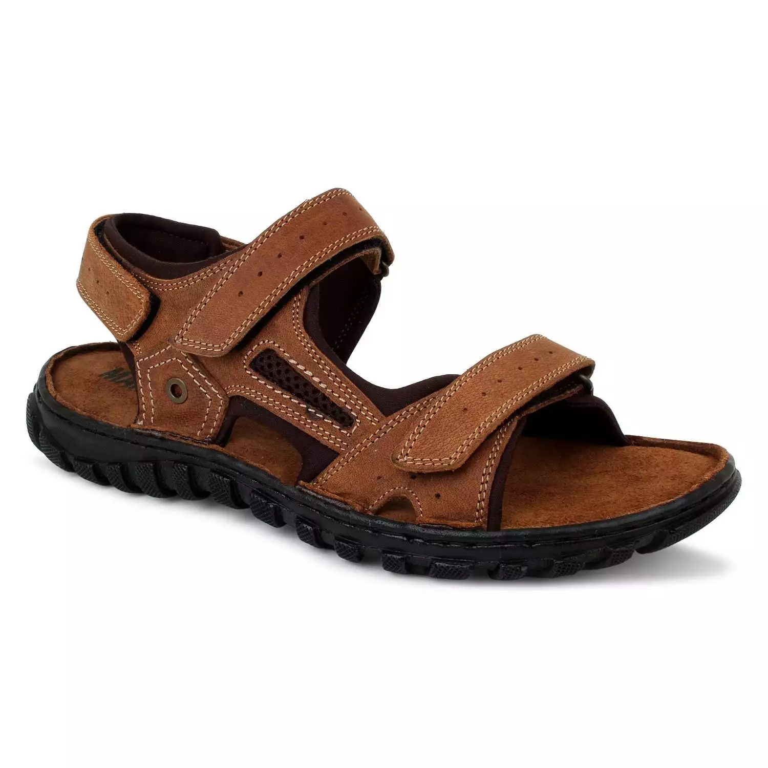 Tan Leather Sandals With Dual Strap closure for Men