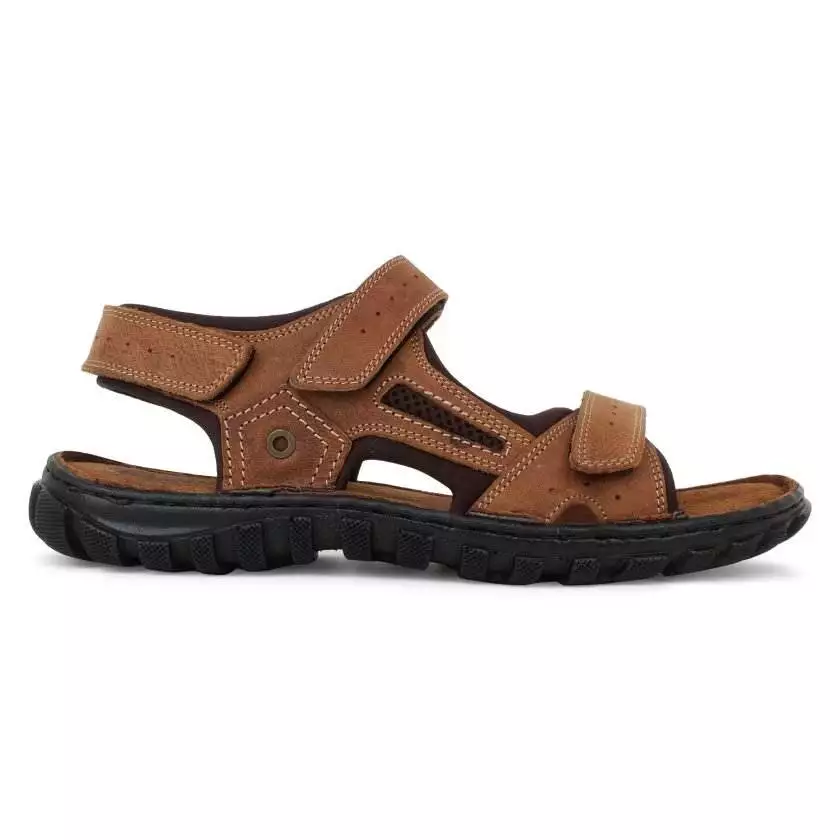 Tan Leather Sandals With Dual Strap closure for Men - Image 4