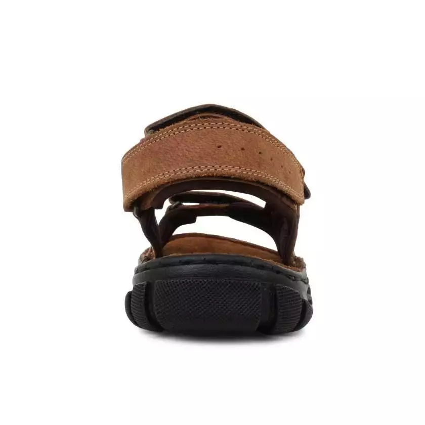 Tan Leather Sandals With Dual Strap closure for Men - Image 5