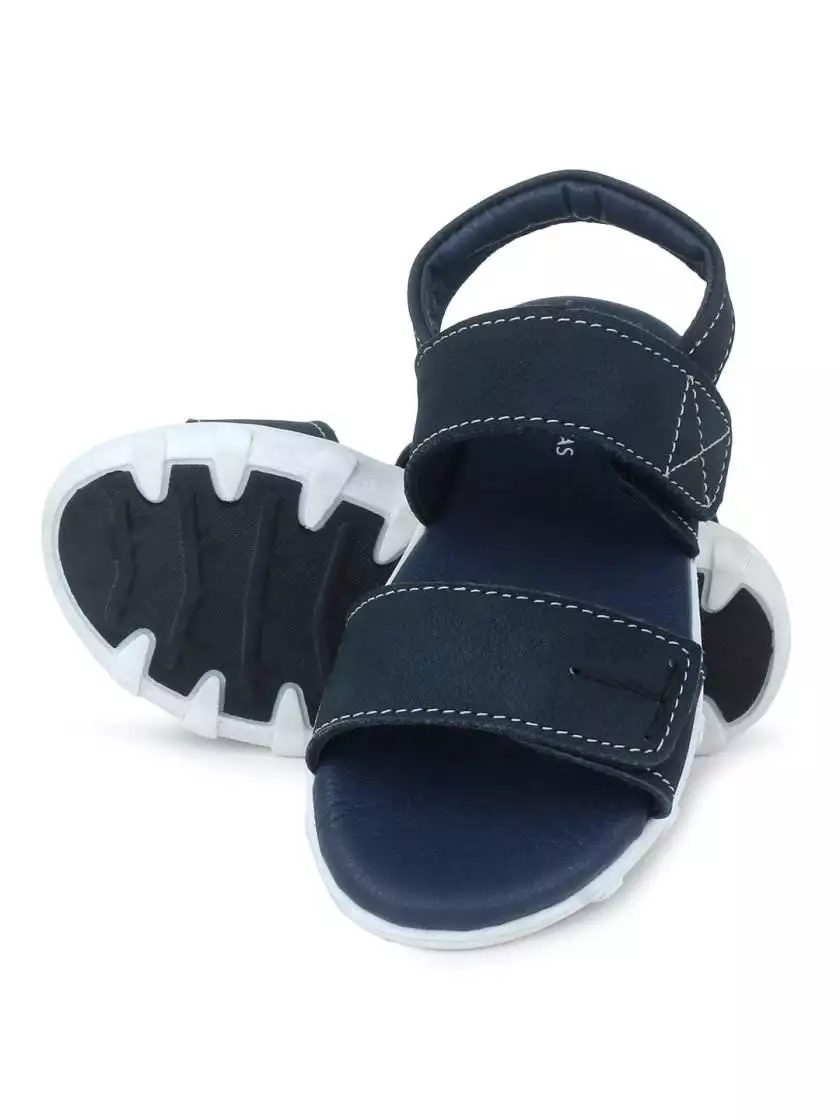 Blue Leather Sandals with dual strap closure for Toddlers (Unisex) - Image 3