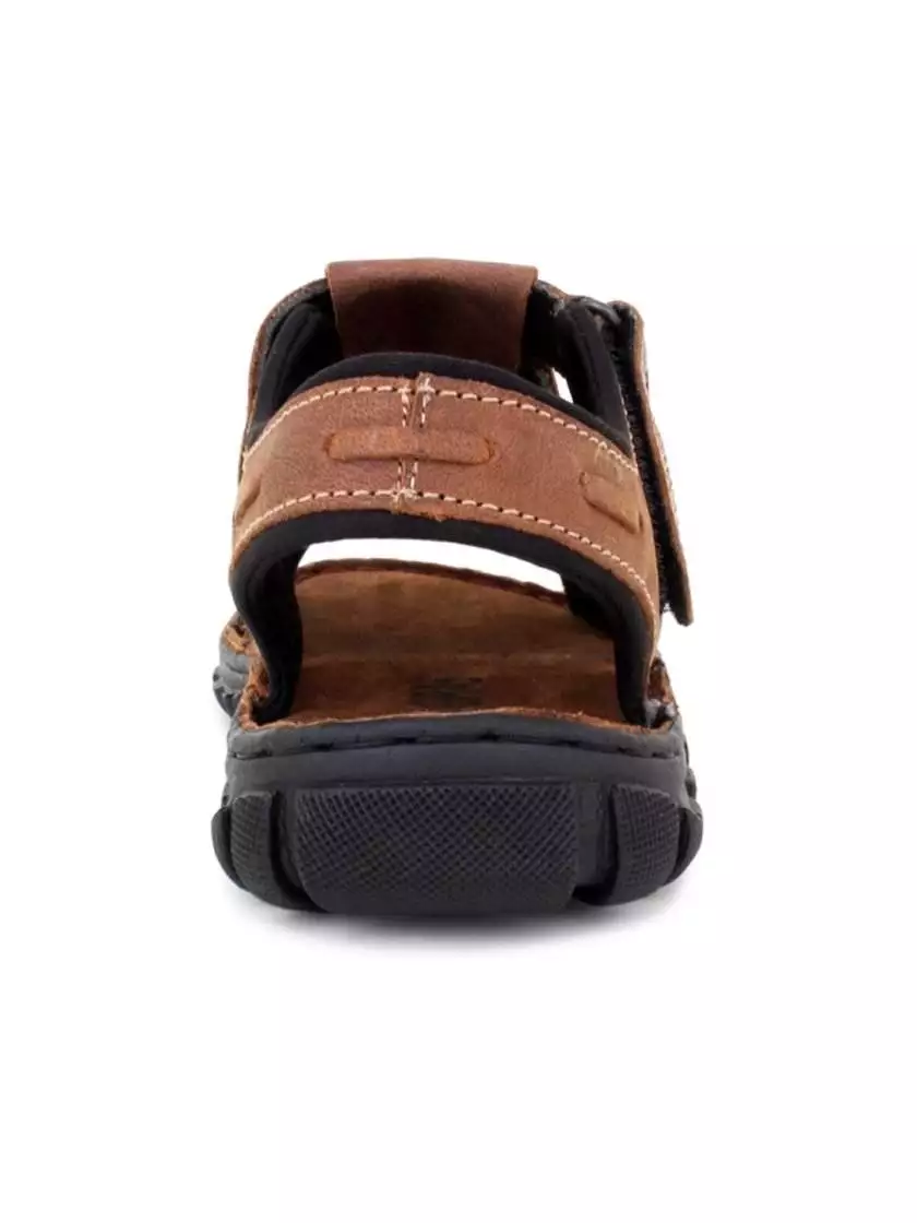 Brown Leather Open Toe Sandals for Men - Image 4