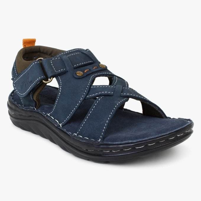Blue Leather Sandals with Velcro strap for children