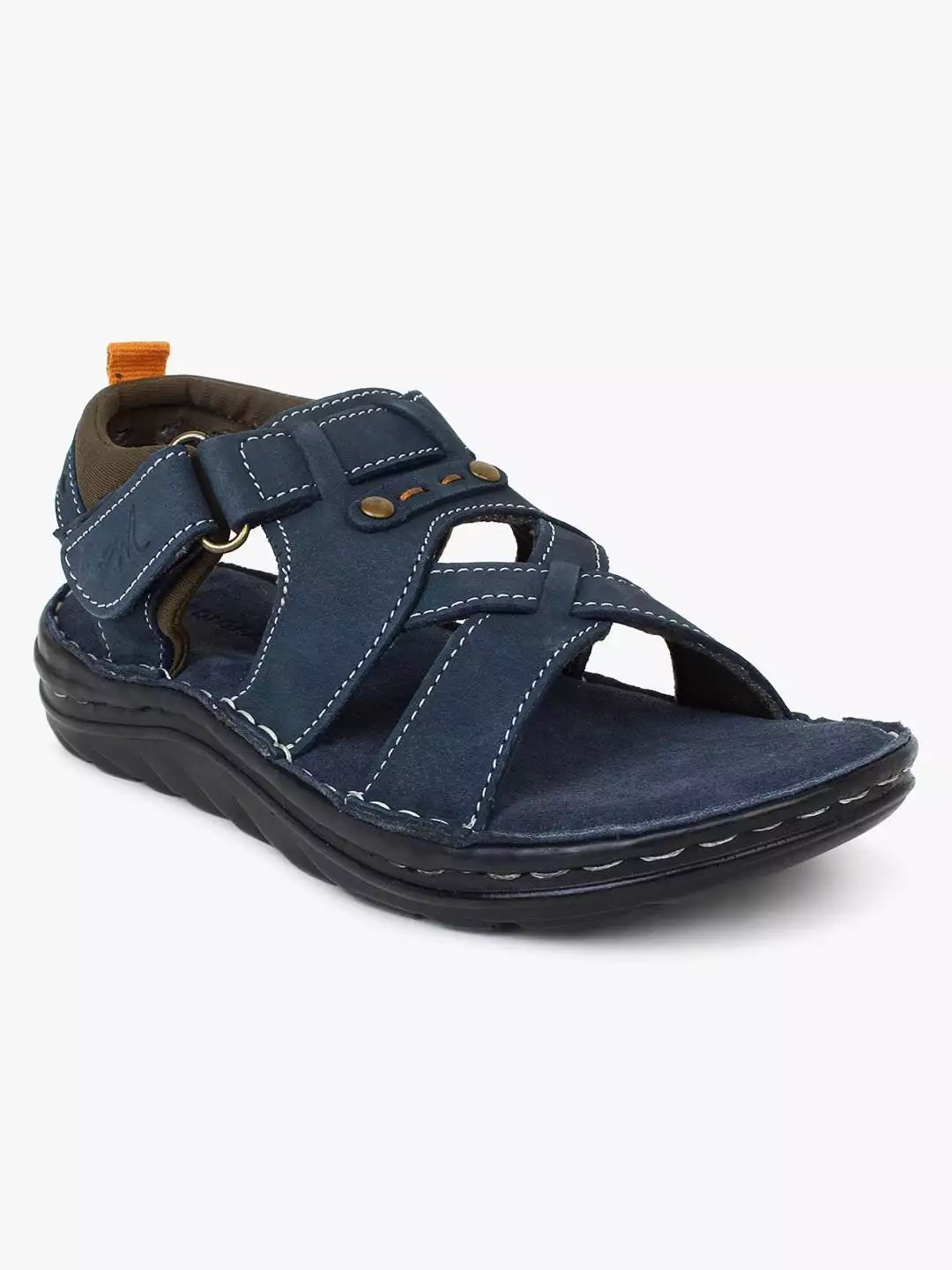 Blue Leather Sandals with Velcro strap for children