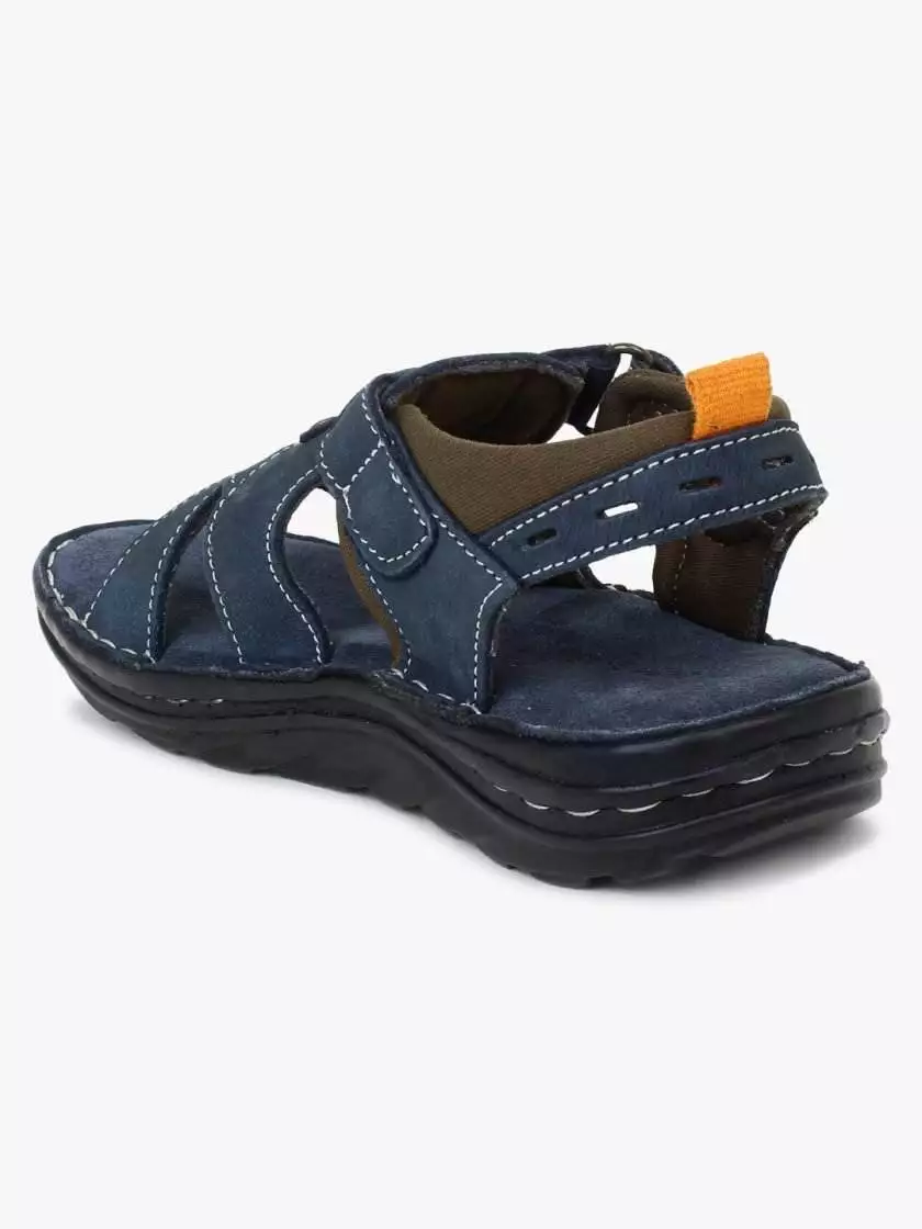 Blue Leather Sandals with Velcro strap for children - Image 2