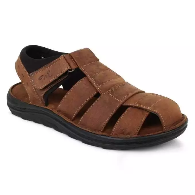 Brown Suede Leather Closed Toe sandals for Men