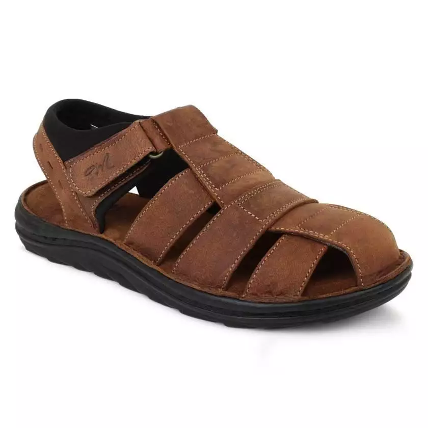 Brown Suede Leather Closed Toe sandals for Men - Image 2