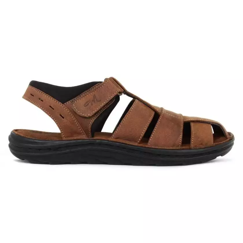 Brown Suede Leather Closed Toe sandals for Men - Image 4