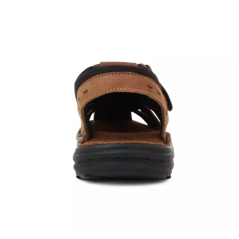 Brown Suede Leather Closed Toe sandals for Men - Image 5