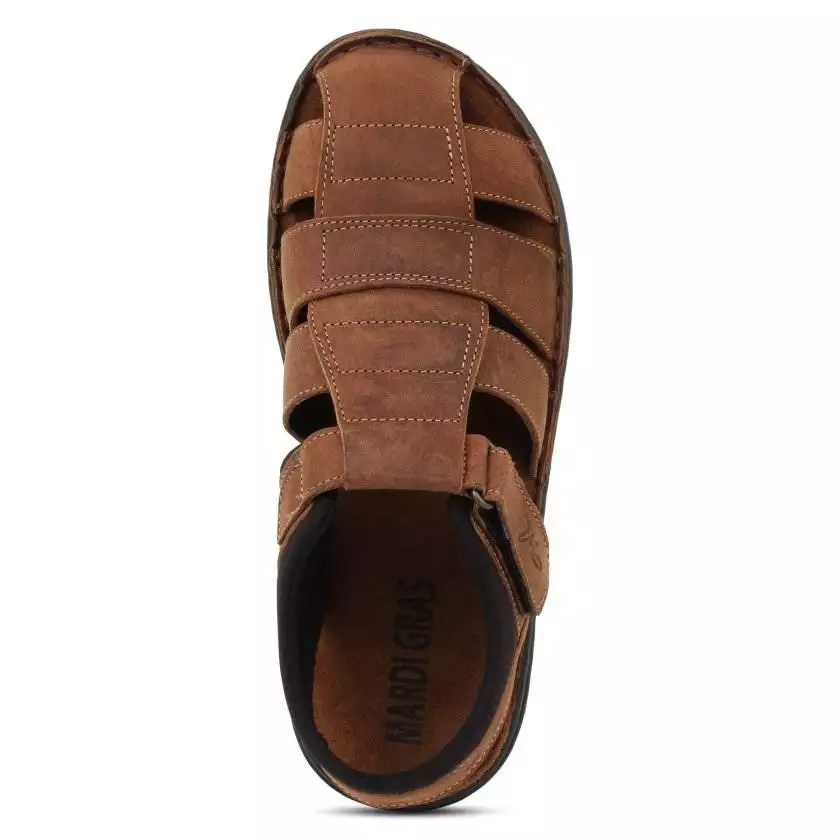 Brown Suede Leather Closed Toe sandals for Men - Image 6