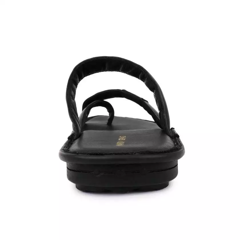 Black Leather Single toed Slipons for Men - Image 4