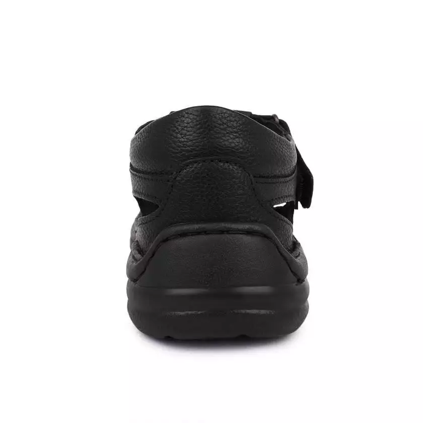 Black Leather Multi Strap Shoe Type Sandals for Men - Image 5